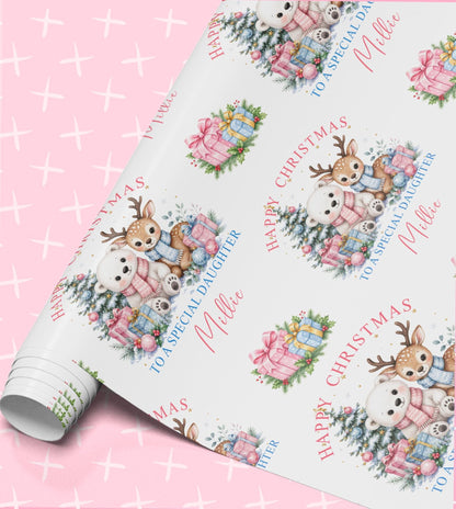 Personalised Christmas Wrapping Paper | Polar Bear Reindeer Gift Wrap