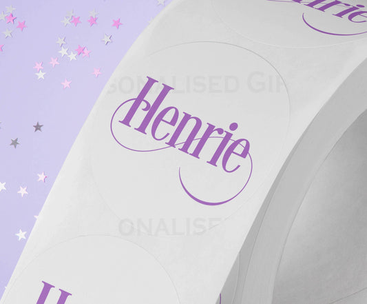 Personalised Coloured Festive Name Sticker – Christmas White Gloss 5cm Stickers – Perfect for Christmas Party Bags, Gift Wrapping, and More! - Strips (5cm each)