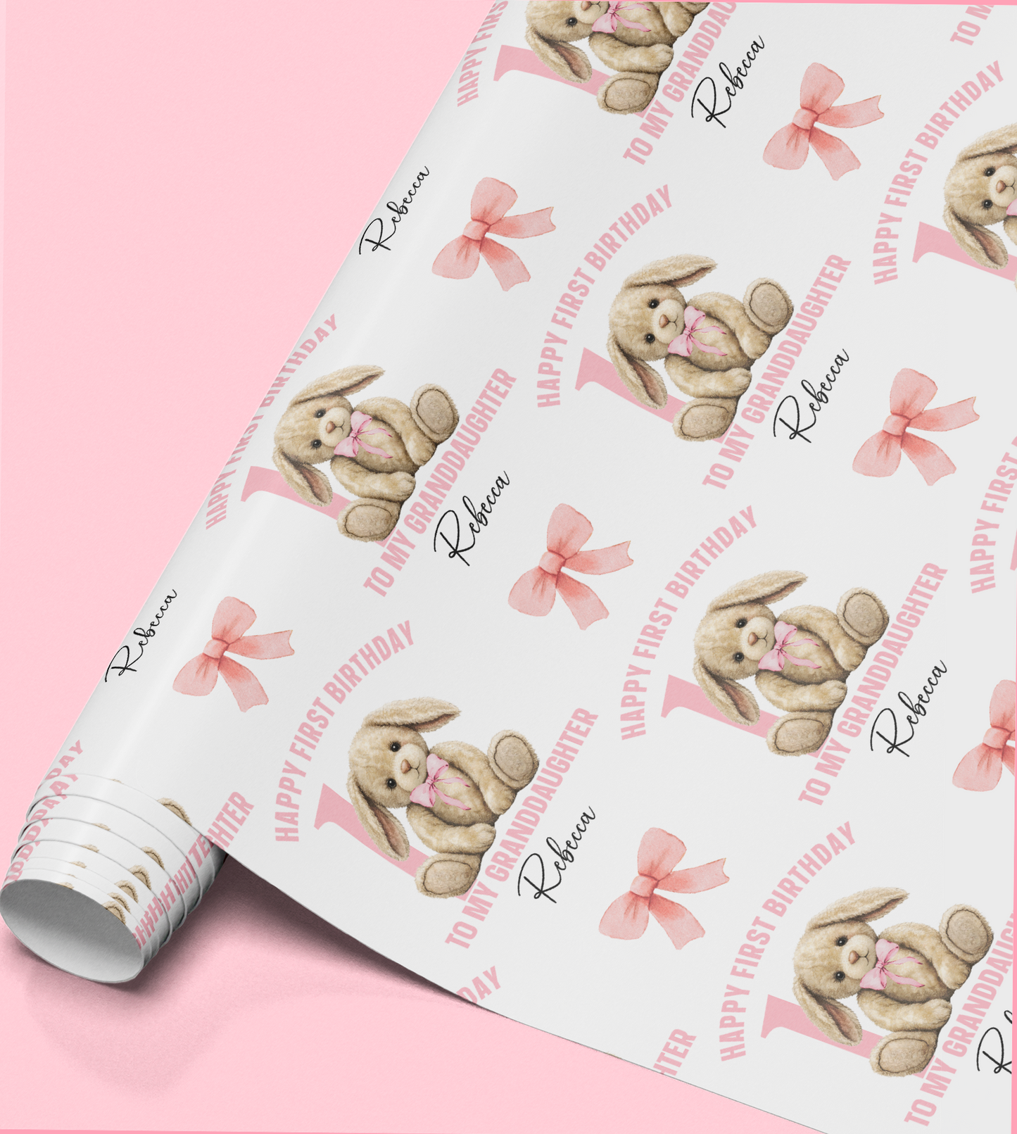 Size and format guide for personalised wrapping paper showing A3, A2 and A1 sheet options and roll lengths from 1m to 10m