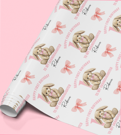 Size and format guide for personalised wrapping paper showing A3, A2 and A1 sheet options and roll lengths from 1m to 10m
