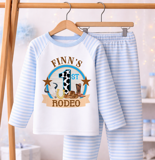 Children's clothing with the boys 1st birthday pyjamas design