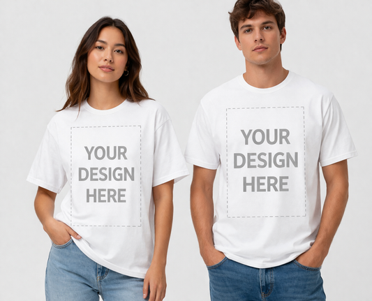 Adult t-shirt mockup, front view, ready for your own uploaded design
