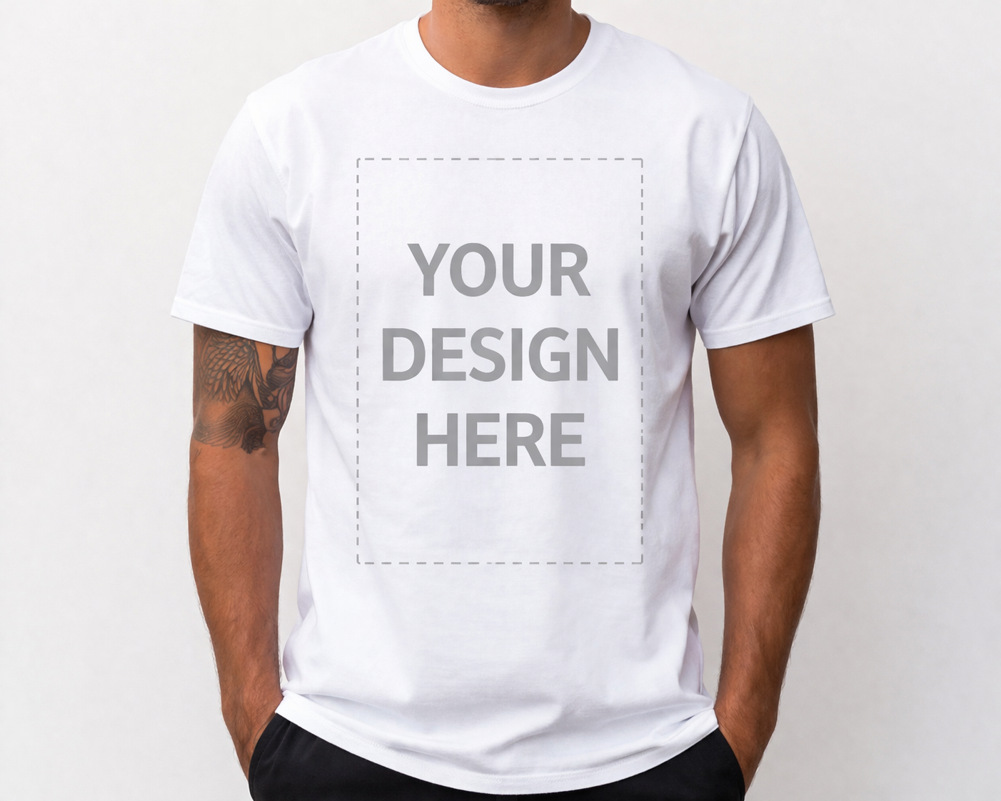 Adult t-shirt mockup shown at an angle, ready for your own uploaded design