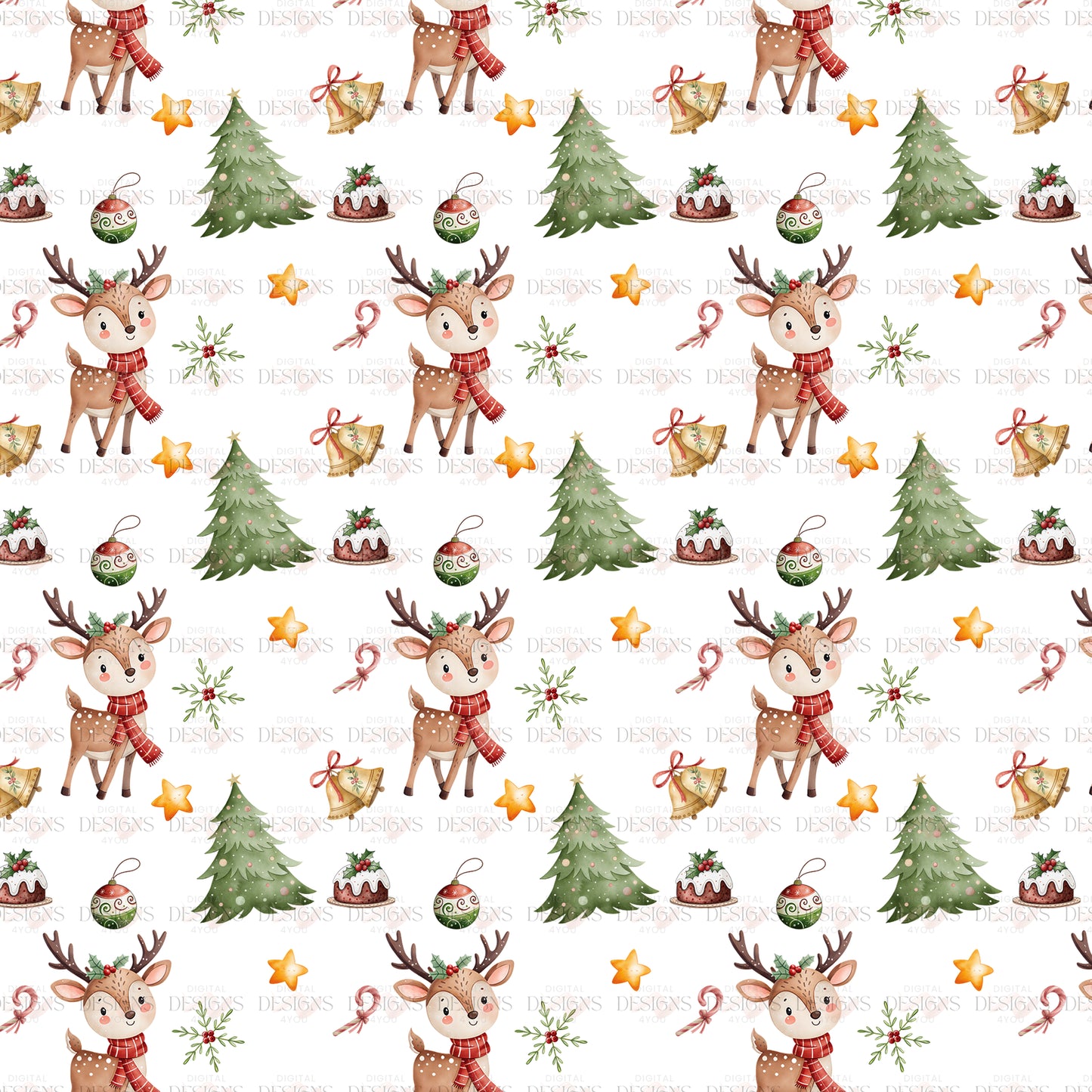 Christmas Reindeer Pattern – Exclusive Limited Edition Seamless Holiday PNG Art