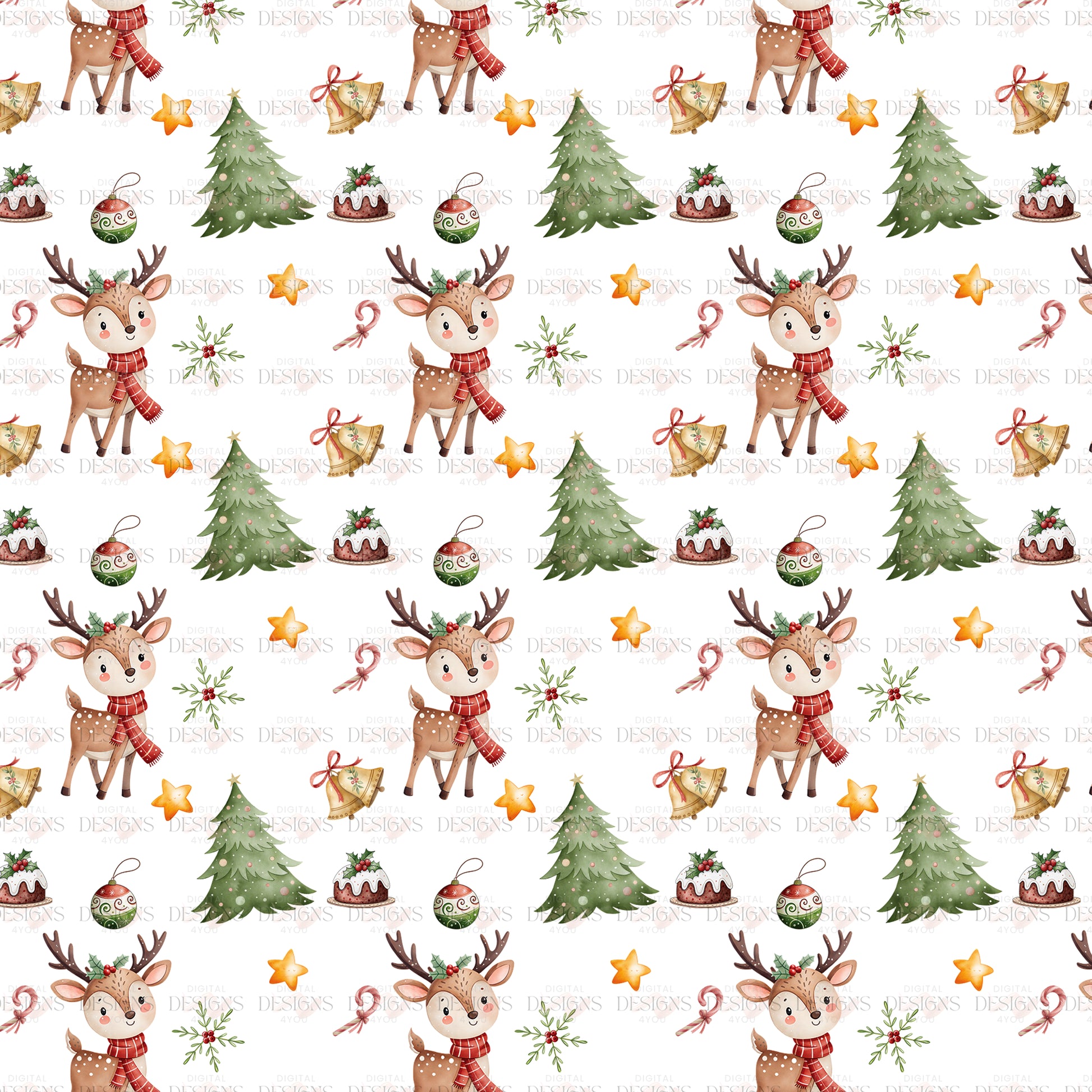 Christmas Reindeer Pattern – Exclusive Limited Edition Seamless Holiday PNG Art