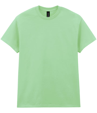 Mint green heavy cotton T-shirt shown front-on, available for logo branding.