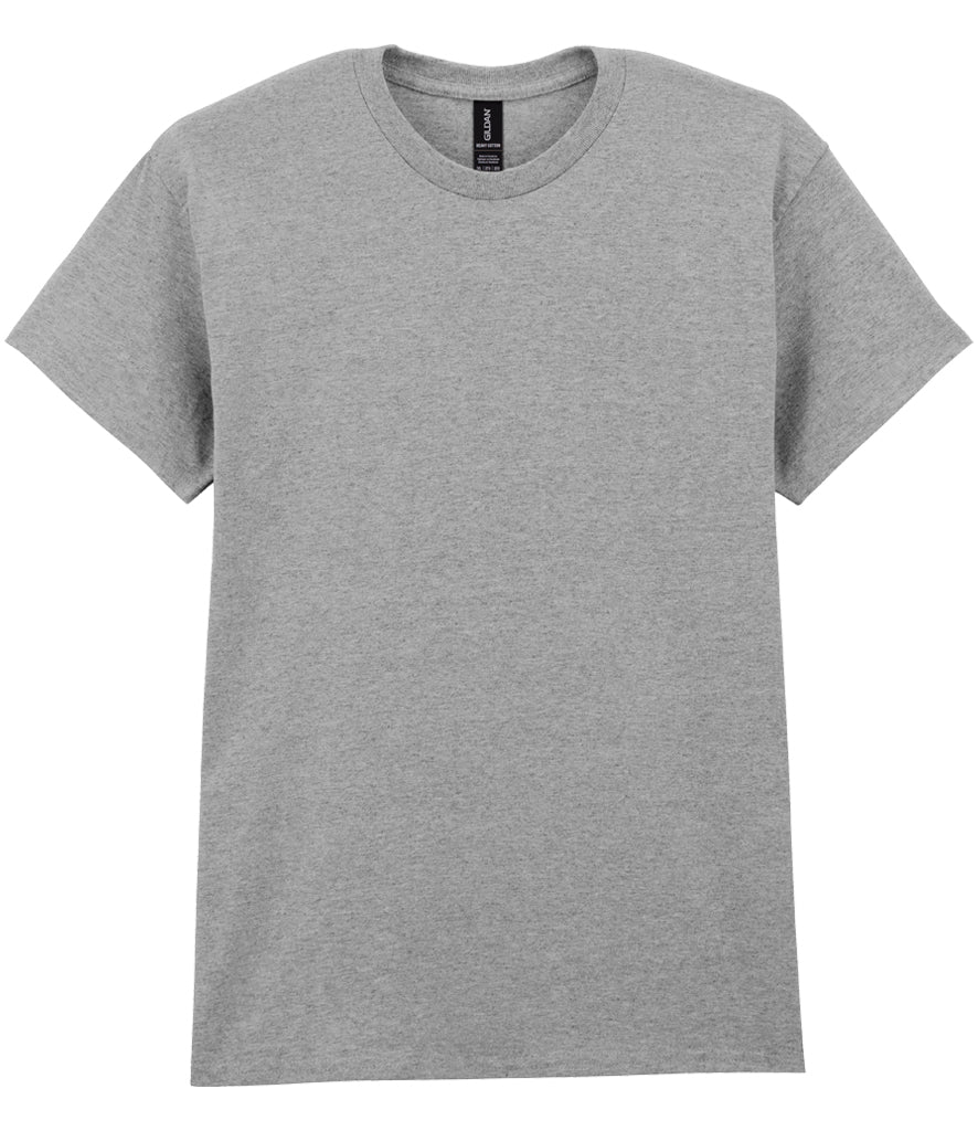 Sport grey heavy cotton T-shirt shown front-on, available for logo branding.