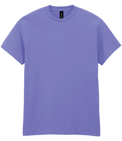 Violet heavy cotton T-shirt shown front-on, available for logo branding.