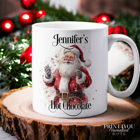 Personalised Christmas Mug – Magical Santa Claus Design – White Ceramic Coffee Cup - No thanks