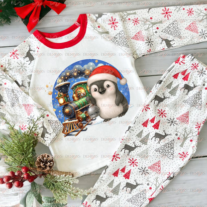 Christmas Penguin PNG – Limited Edition Holiday Train Design – Exclusive Digital Artwork