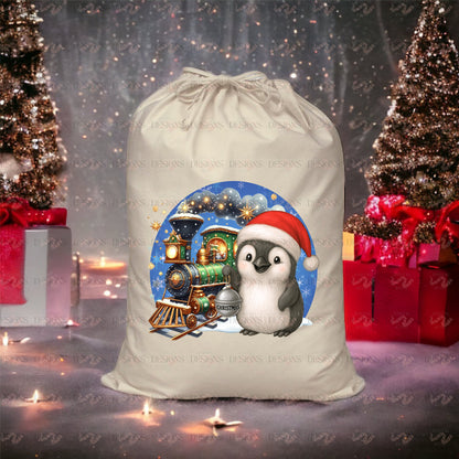 Christmas Penguin PNG – Limited Edition Holiday Train Design – Exclusive Digital Artwork