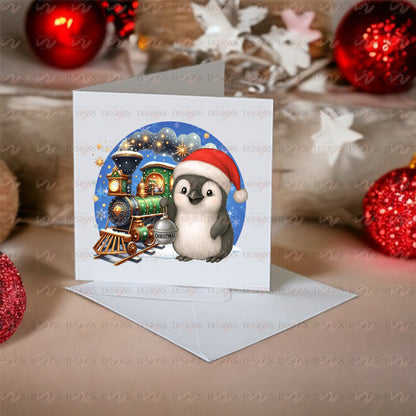 Christmas Penguin PNG – Limited Edition Holiday Train Design – Exclusive Digital Artwork