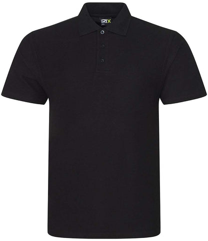 Black personalised polo shirt, front view