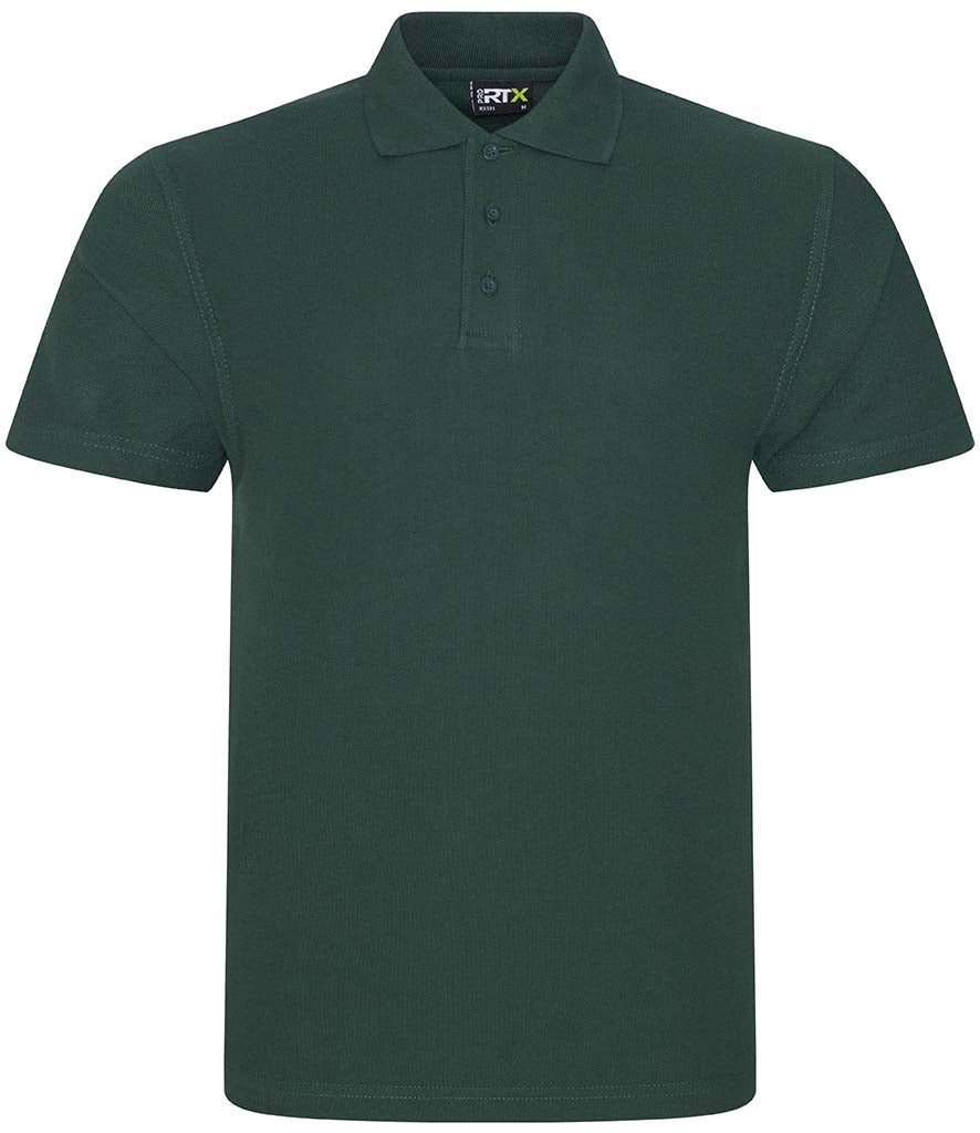 Bottle green personalised polo shirt, front view