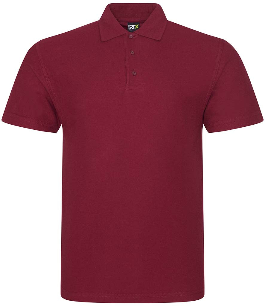 Burgundy personalised polo shirt, front view