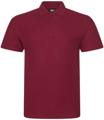 Burgundy personalised polo shirt, front view