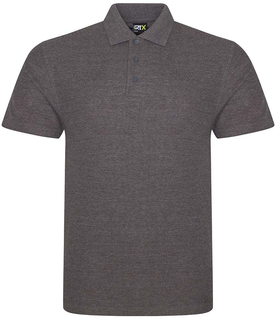 Charcoal grey personalised polo shirt, front view