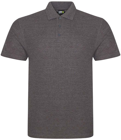 Charcoal grey personalised polo shirt, front view