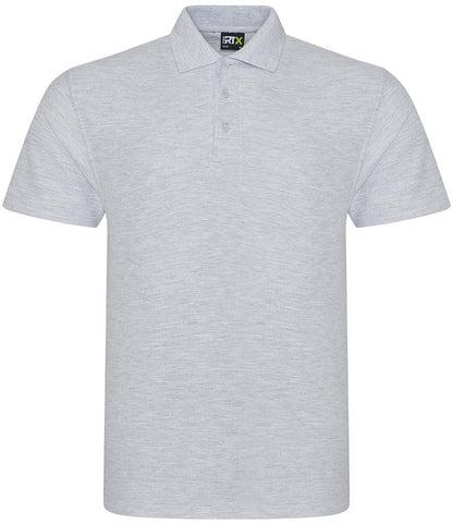 Heather grey personalised polo shirt, front view