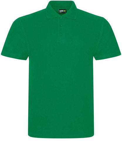 Kelly green personalised polo shirt, front view
