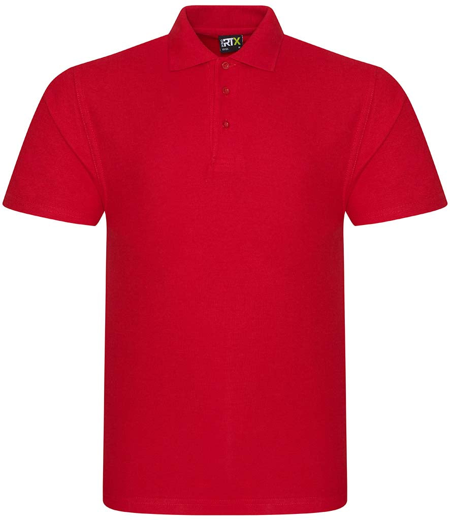 Red personalised polo shirt, front view