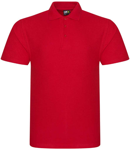 Red personalised polo shirt, front view
