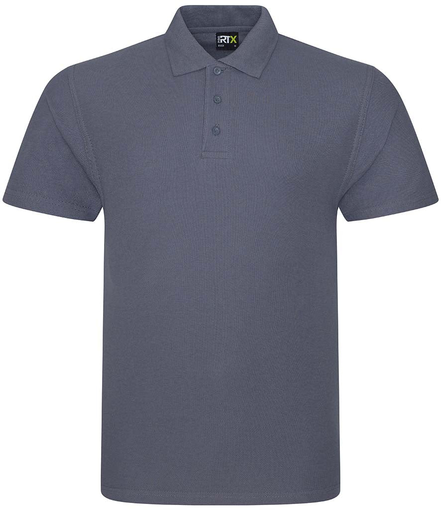Steel grey personalised polo shirt, front view
