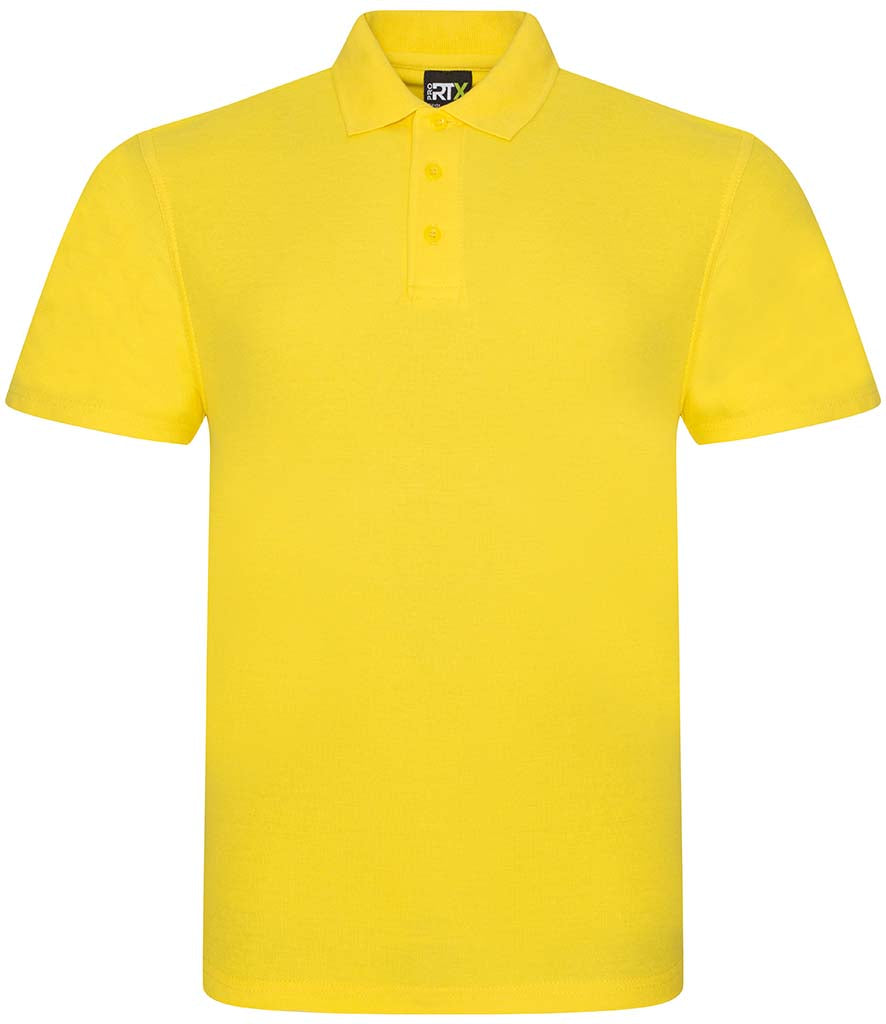 Yellow personalised polo shirt, front view