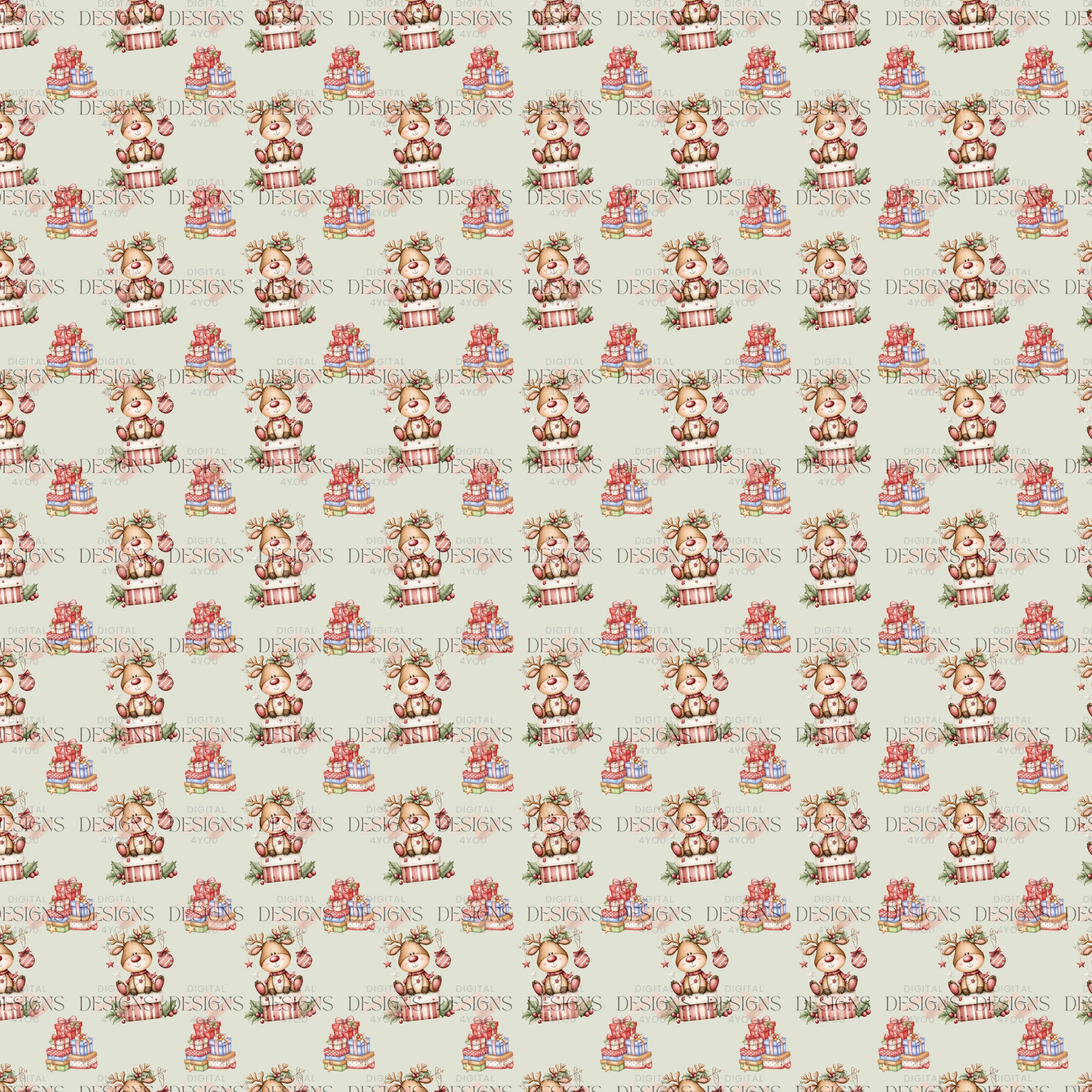 Seamless Reindeer Pattern – Exclusive Christmas Seamless Pattern Digital Download