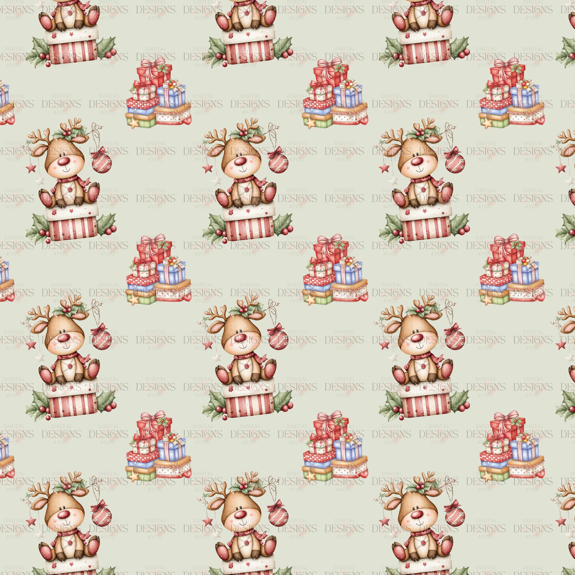 Seamless Reindeer Pattern – Exclusive Christmas Seamless Pattern Digital Download