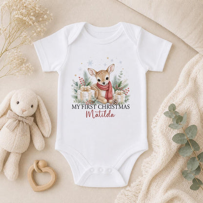Personalised First Christmas Outfit, Deer Baby Vest, Sleepsuit 2026