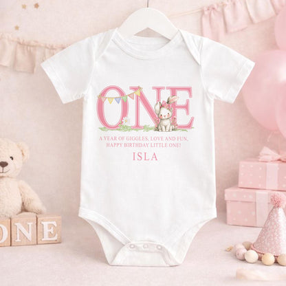 First Birthday Outfit Girl | Custom Baby Name Vest & Soft Cotton Baby Clothes