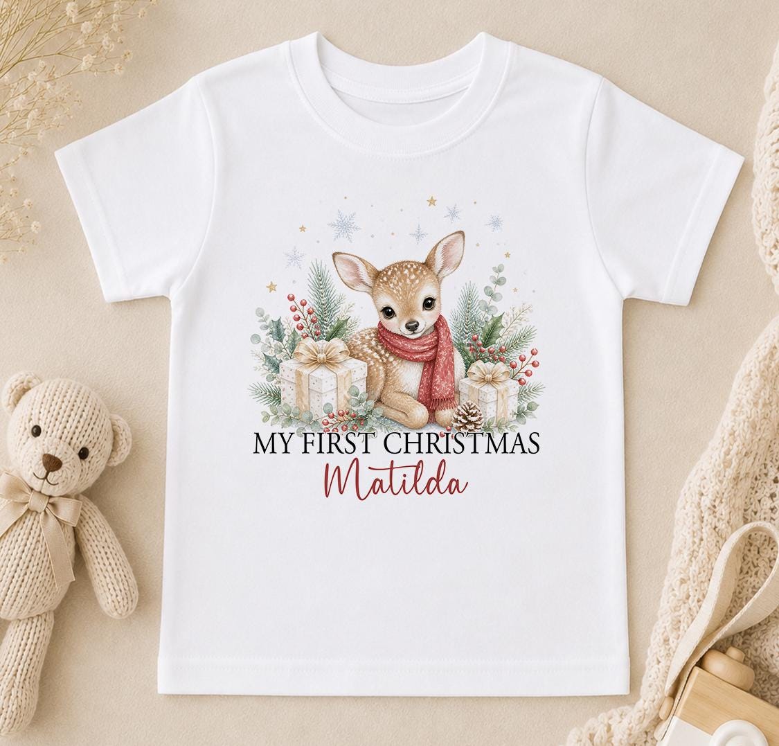 Personalised First Christmas Outfit, Deer Baby Vest, Sleepsuit 2026