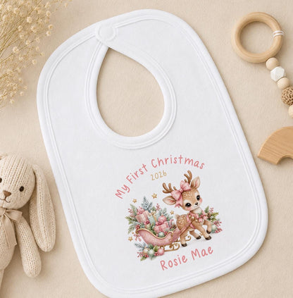 Personalised Baby Christmas Outfit - Deer Sleigh, First Christmas 2026