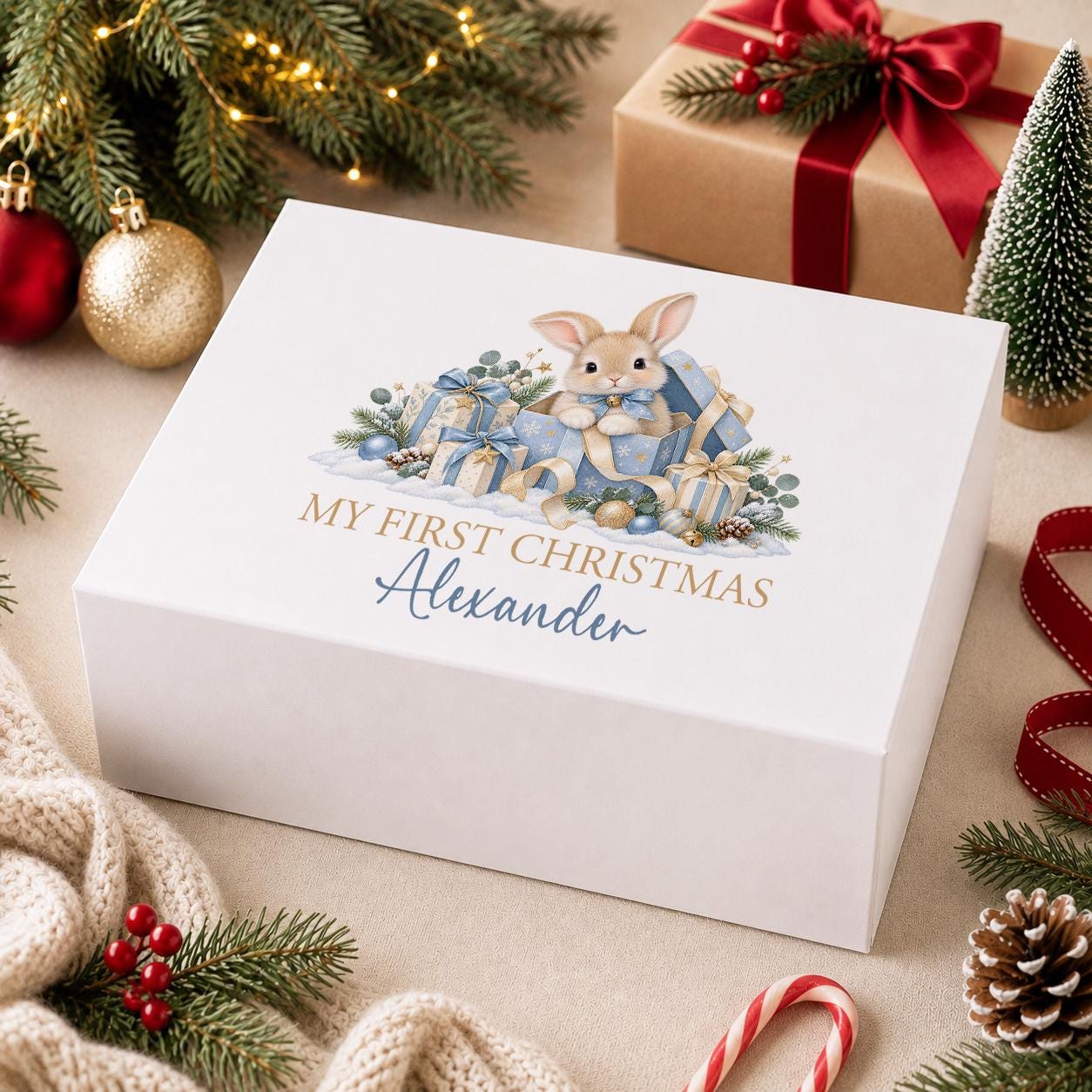 Personalised Christmas Eve Box, My First 2026 Blue Bunny Keepsake