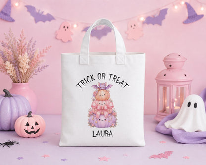 Personalised Halloween Trick or Treat Bag - Pastel Pumpkin Stack