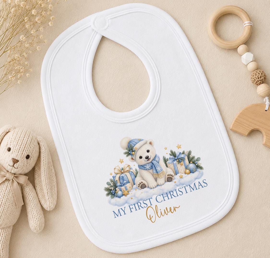 Personalised First Christmas Outfit, Polar Bear Baby Vest 2026
