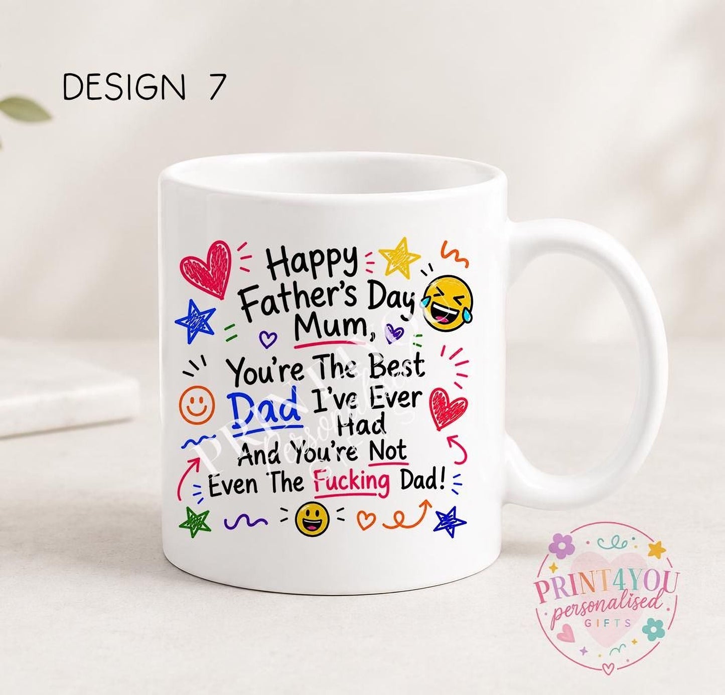 Sweary Father's Day mug design 10, double sided ceramic coffee mug
