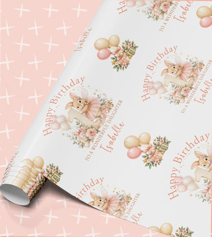 Personalised Birthday Wrapping Paper | Bunny Ballerina Gift Wrap