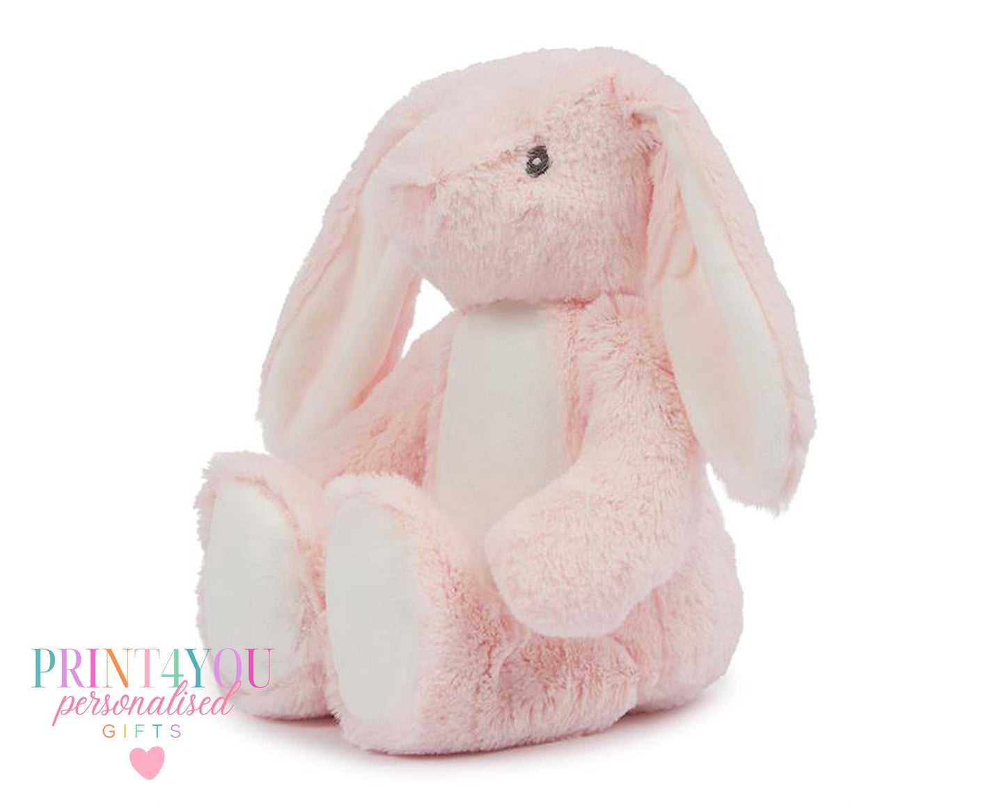 Personalised bunny book cushion showing name personalisation detail