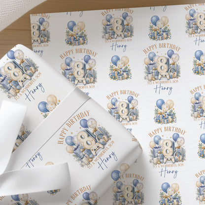 Personalised Gaming Wrapping Paper, Custom Name Birthday Gift Wrap