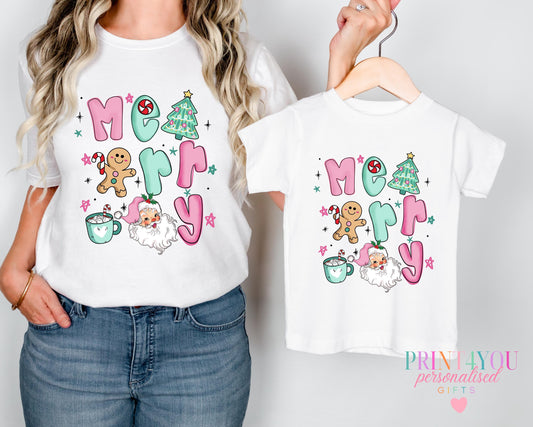 Matching Mummy and Me T – Shirts – Personalised Family Christmas Tops in Soft Cotton - 0-3 months