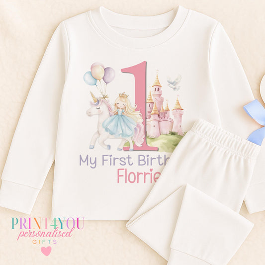 Personalised First Birthday Outfit – Unicorn Birthday Shirt With Pastel Design - Bib, 3-6 months