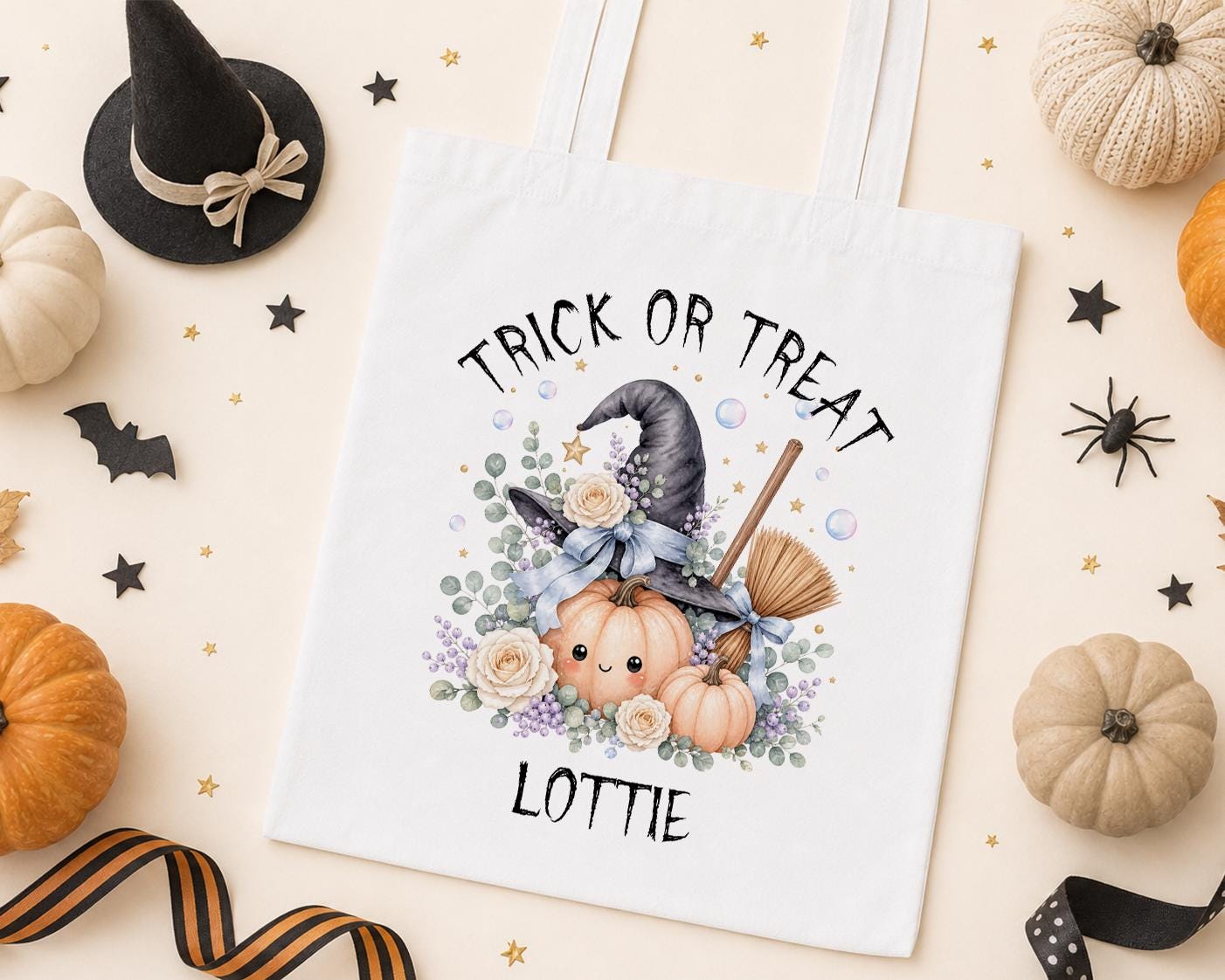 Personalised Halloween Tote Bag | Trick Or Treat Custom Name, Kids