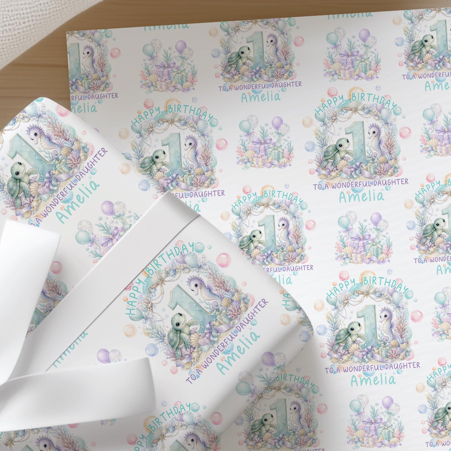 Personalised Birthday Wrapping Paper, Under The Sea, Ages 1-10