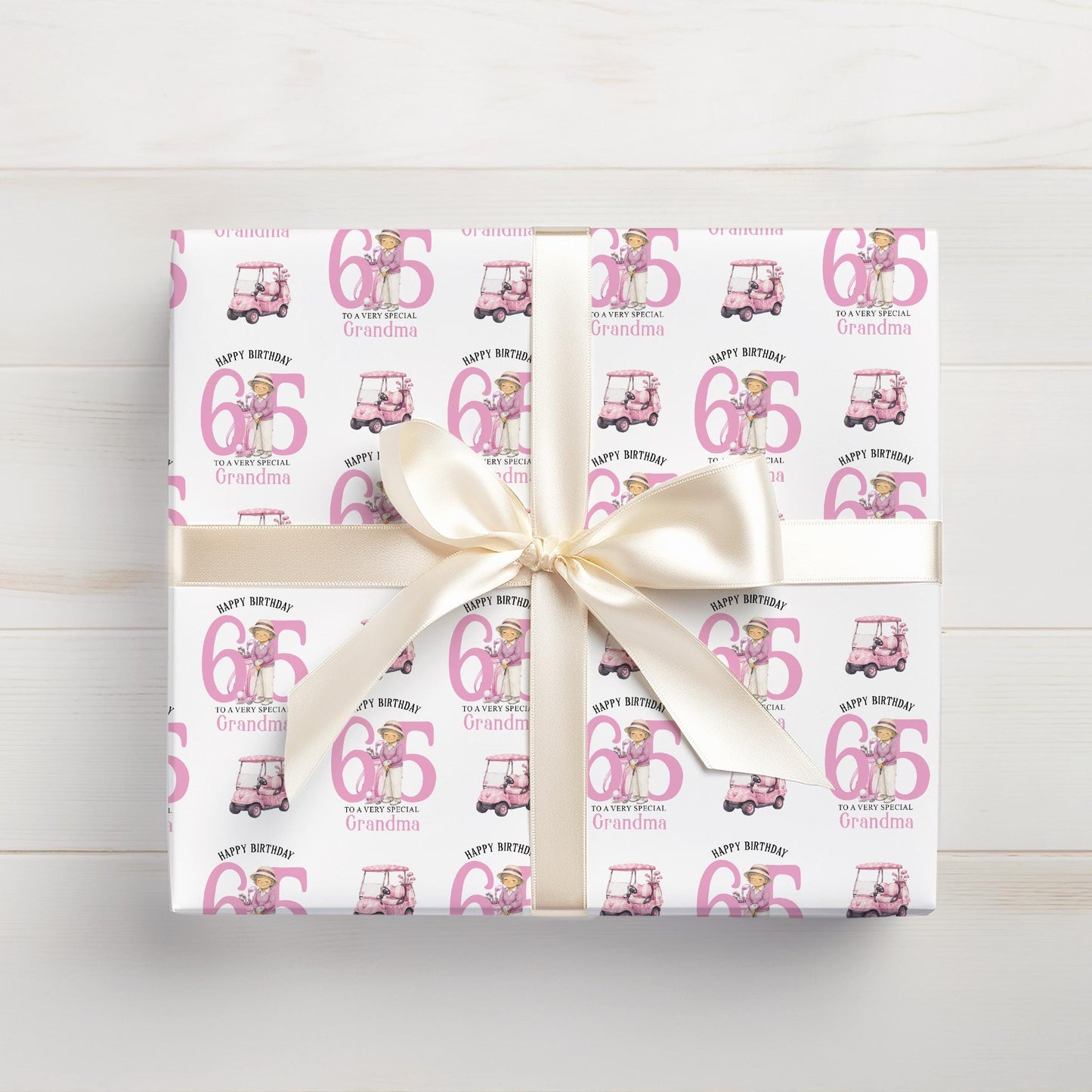 Roll of personalised golf wrapping paper packaged in a postal tube ready for delivery.