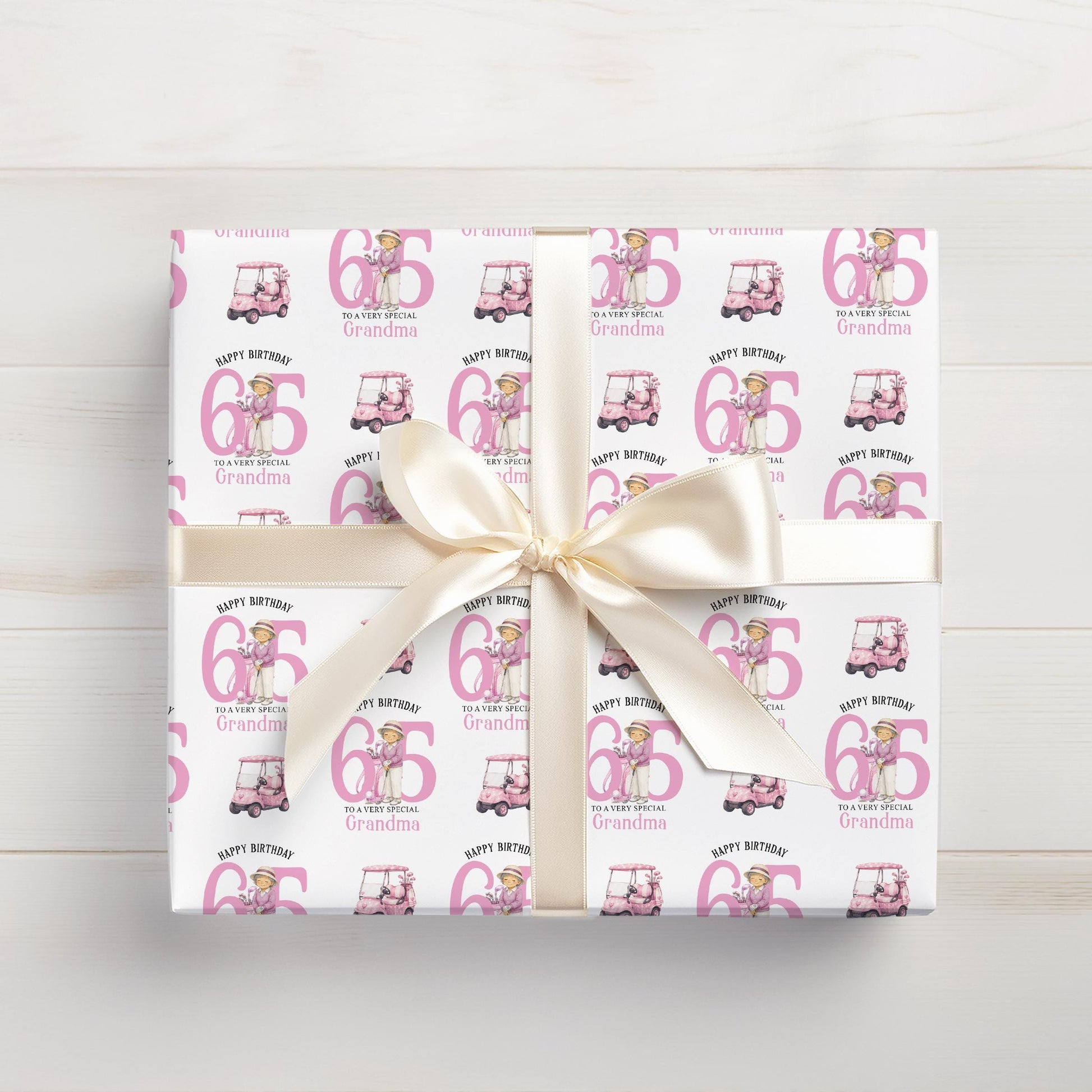Roll of personalised golf wrapping paper packaged in a postal tube ready for delivery.
