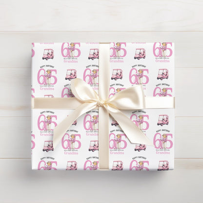 Roll of personalised golf wrapping paper packaged in a postal tube ready for delivery.