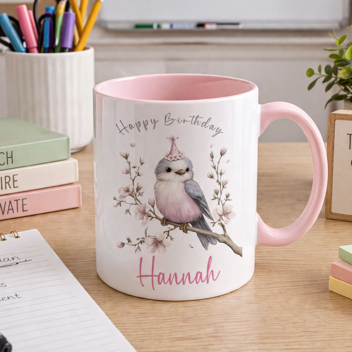 Personalised floral birthday mug with custom name