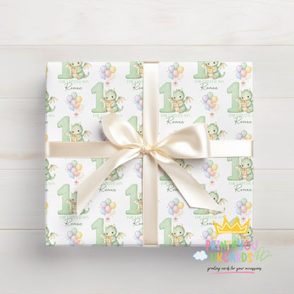 Printed dragon wrapping paper shown as wrapping paper